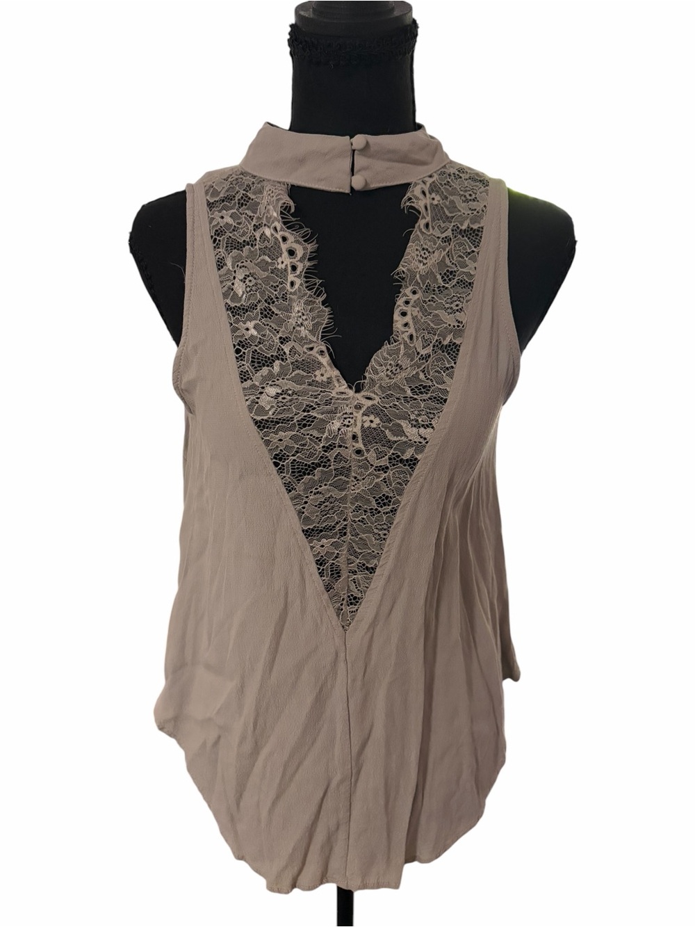 Do + Be Gray Lace Mock Neck Sleeveless Blouse Size S